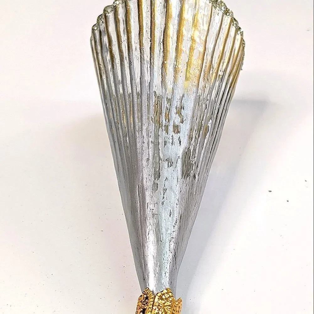 Crate& Barrel Set Of Two (2) Modern Mixed Metal Christmas Ornaments